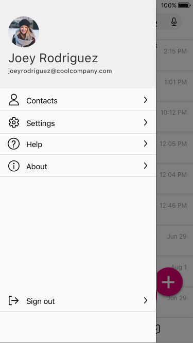 Main Screen - Show Sliding Menu